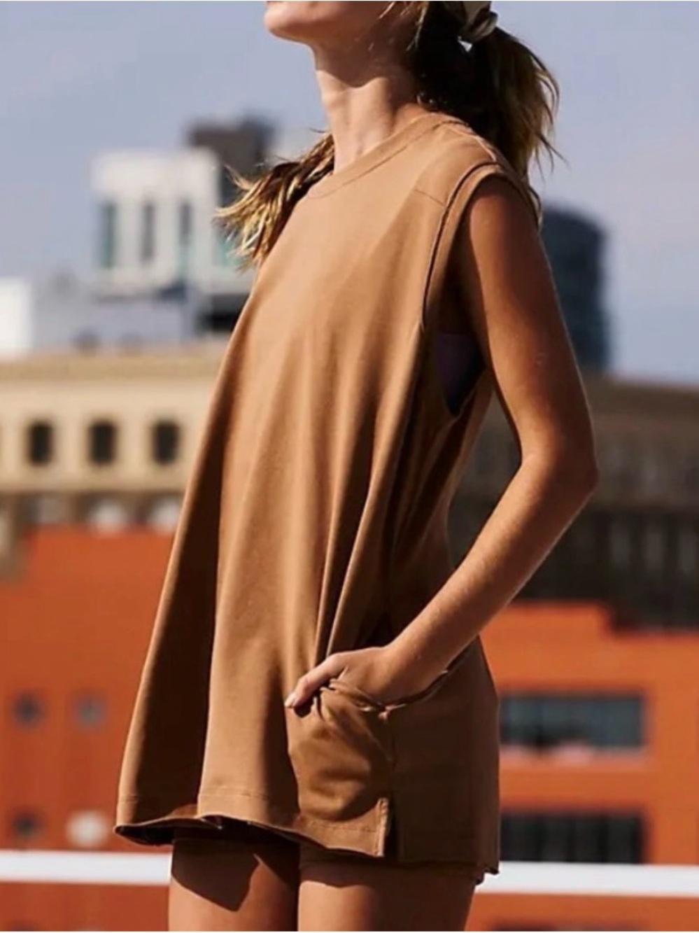 NWOT Free People Movement Hot Shot Tank in Camel Size Medium